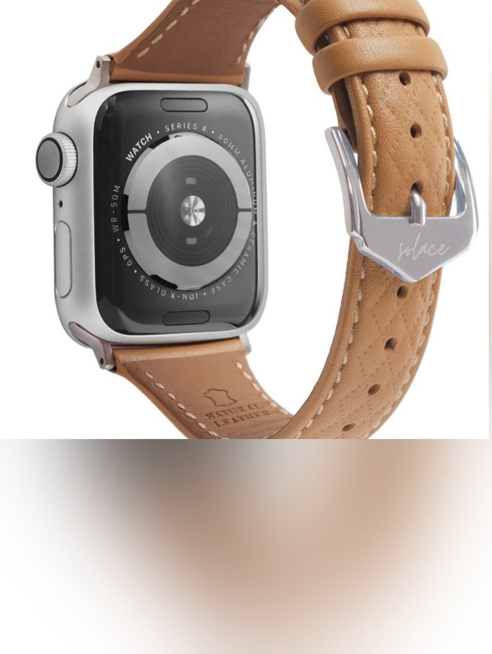 Solace Allura for Apple Smart Watch Band - Tan leather style adjustable